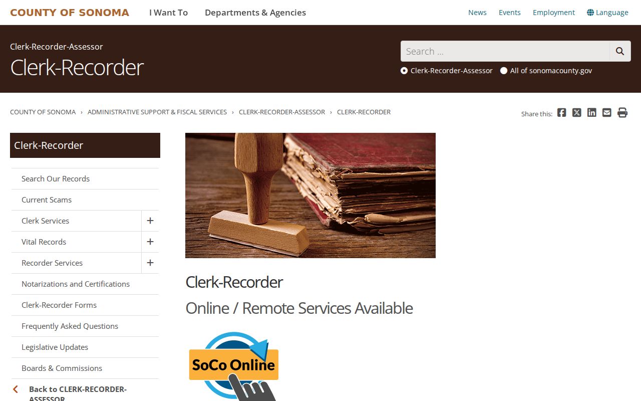 Windsor residents directory Sonoma County Clerk Recorder office