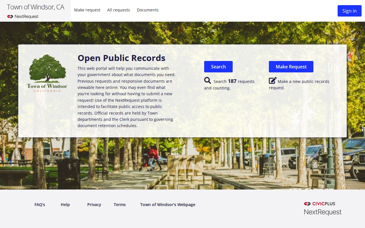 Windsor residents directory public records request portal