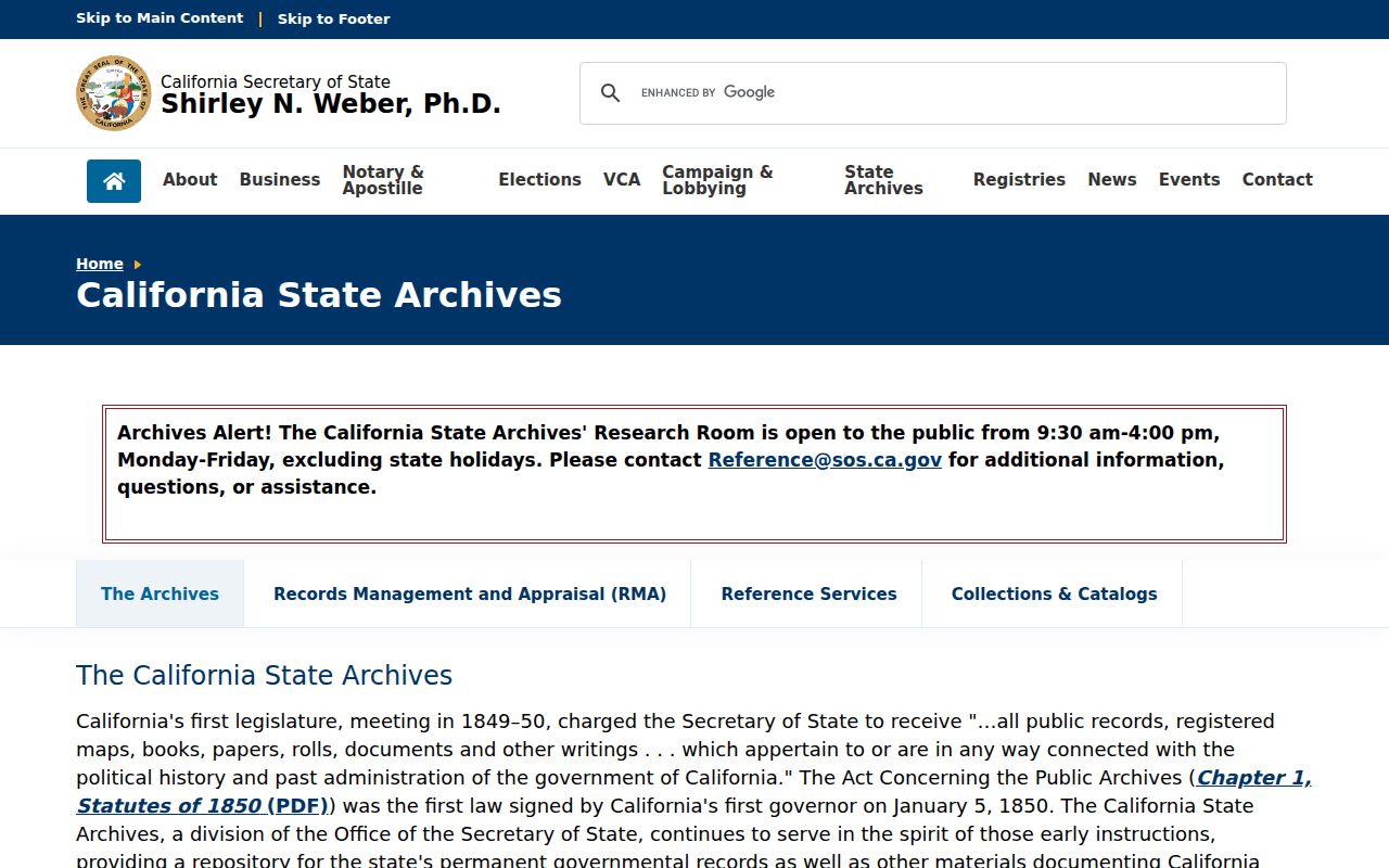 Windsor previous residents California State Archives resources