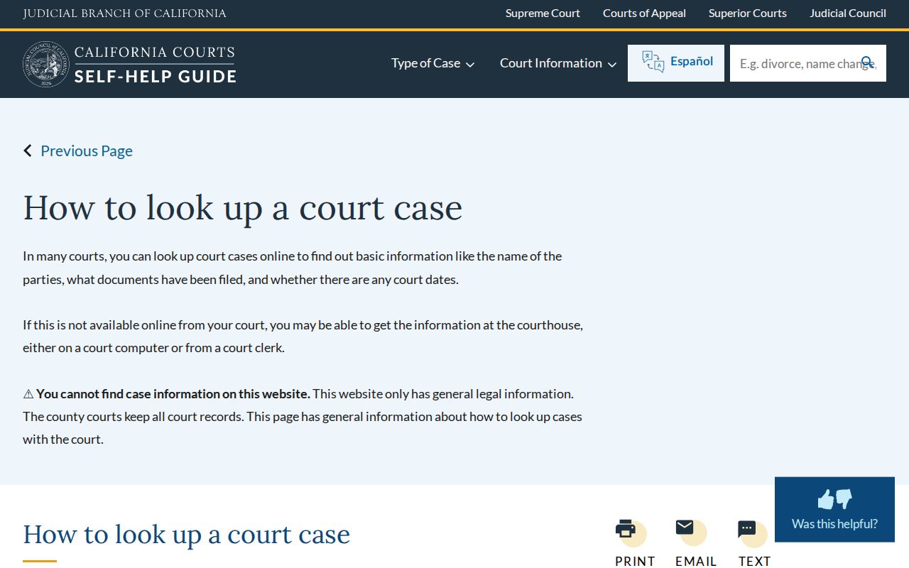 Windsor resident lookup California court case guide
