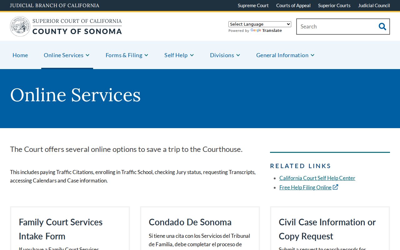 Windsor resident lookup Sonoma Superior Court online services