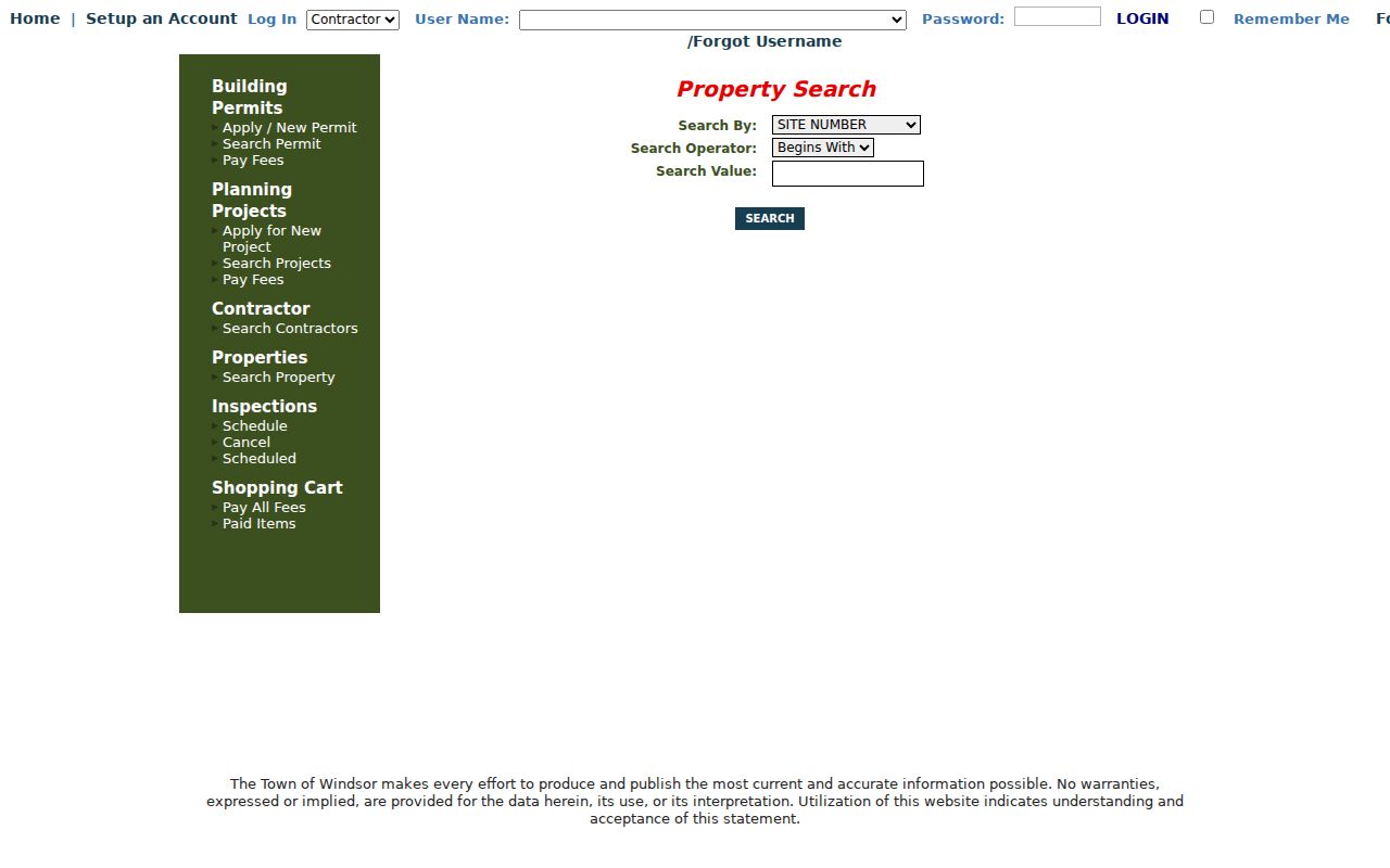 Windsor street directory eTRAKiT parcel search