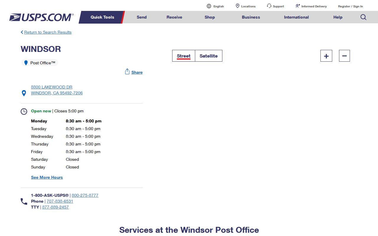 Windsor ZIP code directory 95492 Post Office